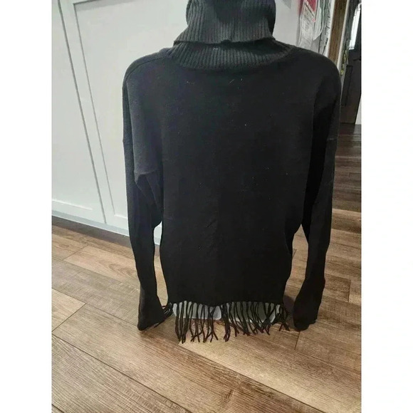 Michael Kors Brown Knit Crop Fringe Sweater Womens Size Small Medium Black - Picture 4 of 6